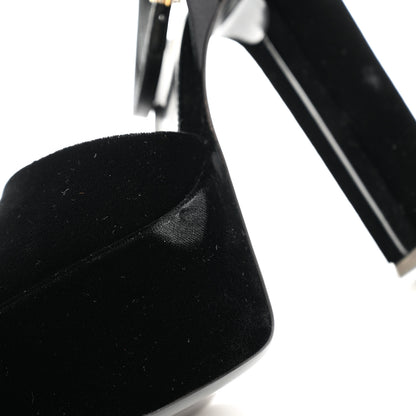 Saint Laurent Velvet Jodie Platform Sandals 36 Black 11 of 14