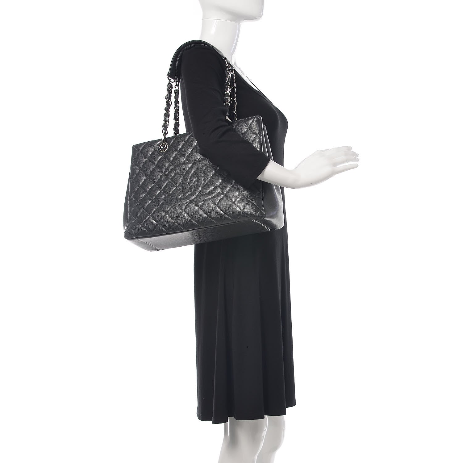Chanel Caviar Quilted Grand Shopping Tote GST Dark Grey 2 of 10