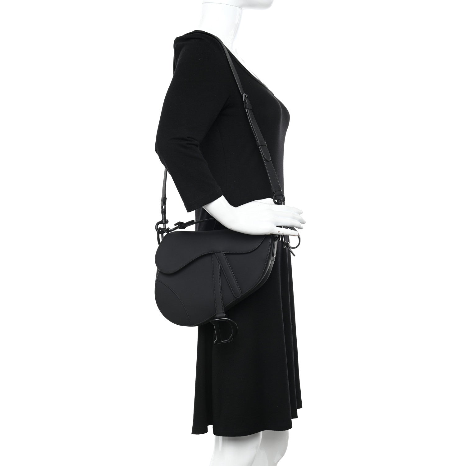 Christian Dior Ultra Matte Calfskin Saddle Bag With Strap Black 2 of 10