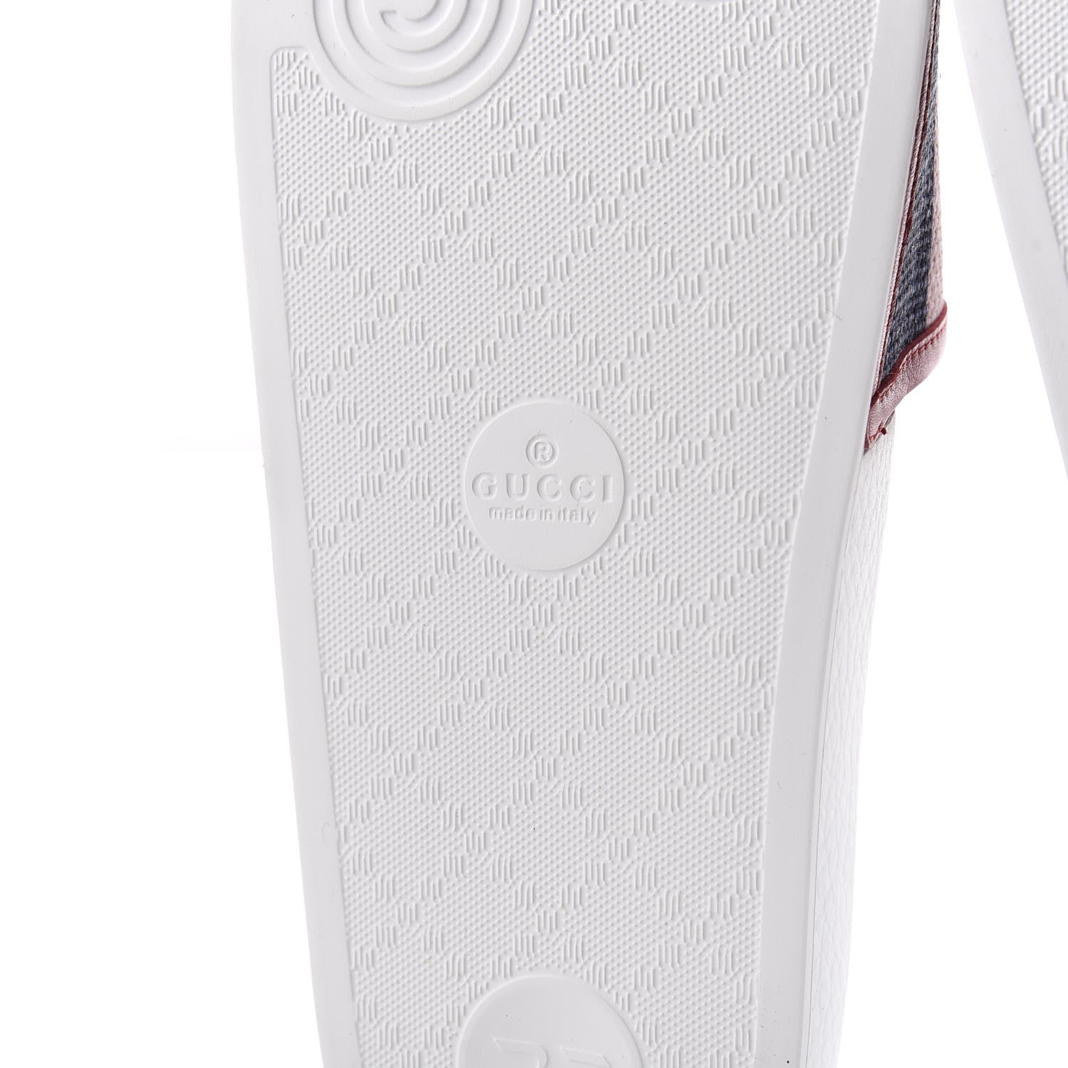 Gucci Canvas Sylvie Stripe Logo Pursuit Slide Sandals 39 Mystic White Hibiscus Red Maritime 7 of 8