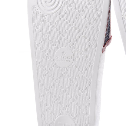 Gucci Canvas Sylvie Stripe Logo Pursuit Slide Sandals 39 Mystic White Hibiscus Red Maritime 7 of 8