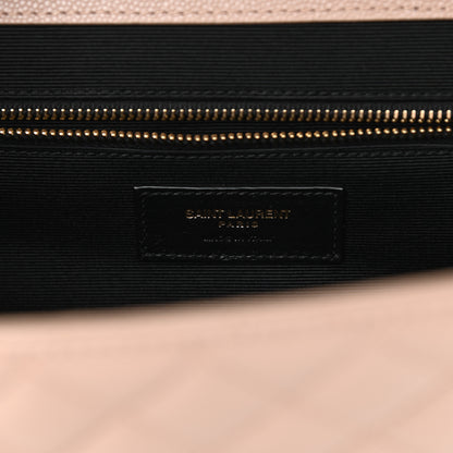 Saint Laurent Grain De Poudre Mixed Matelasse Large Triquilt Monogram Satchel Dark Beige 6 of 10