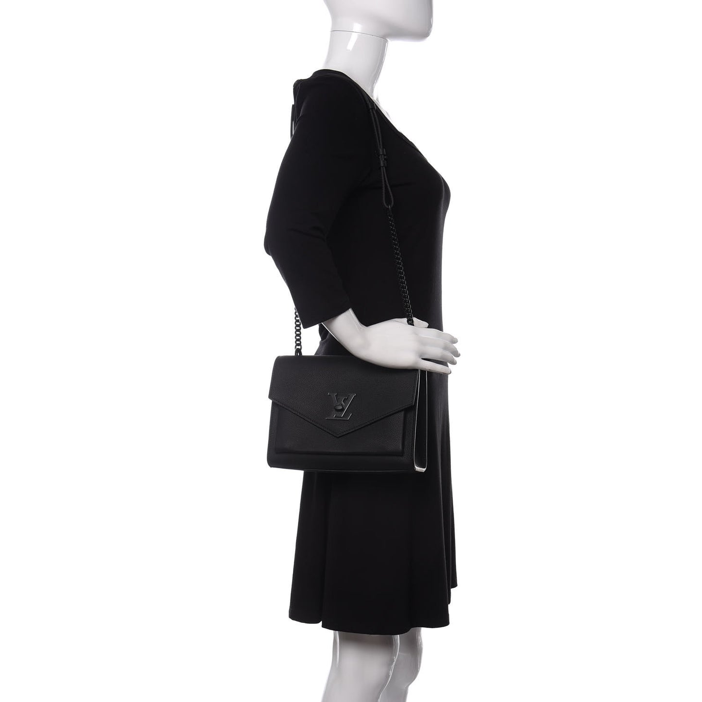 Soft Calfskin My Lockme Chain Bag BB Black
