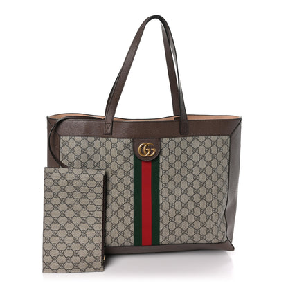 Gucci GG Supreme Monogram Web Ophidia Tote Brown 3 of 10