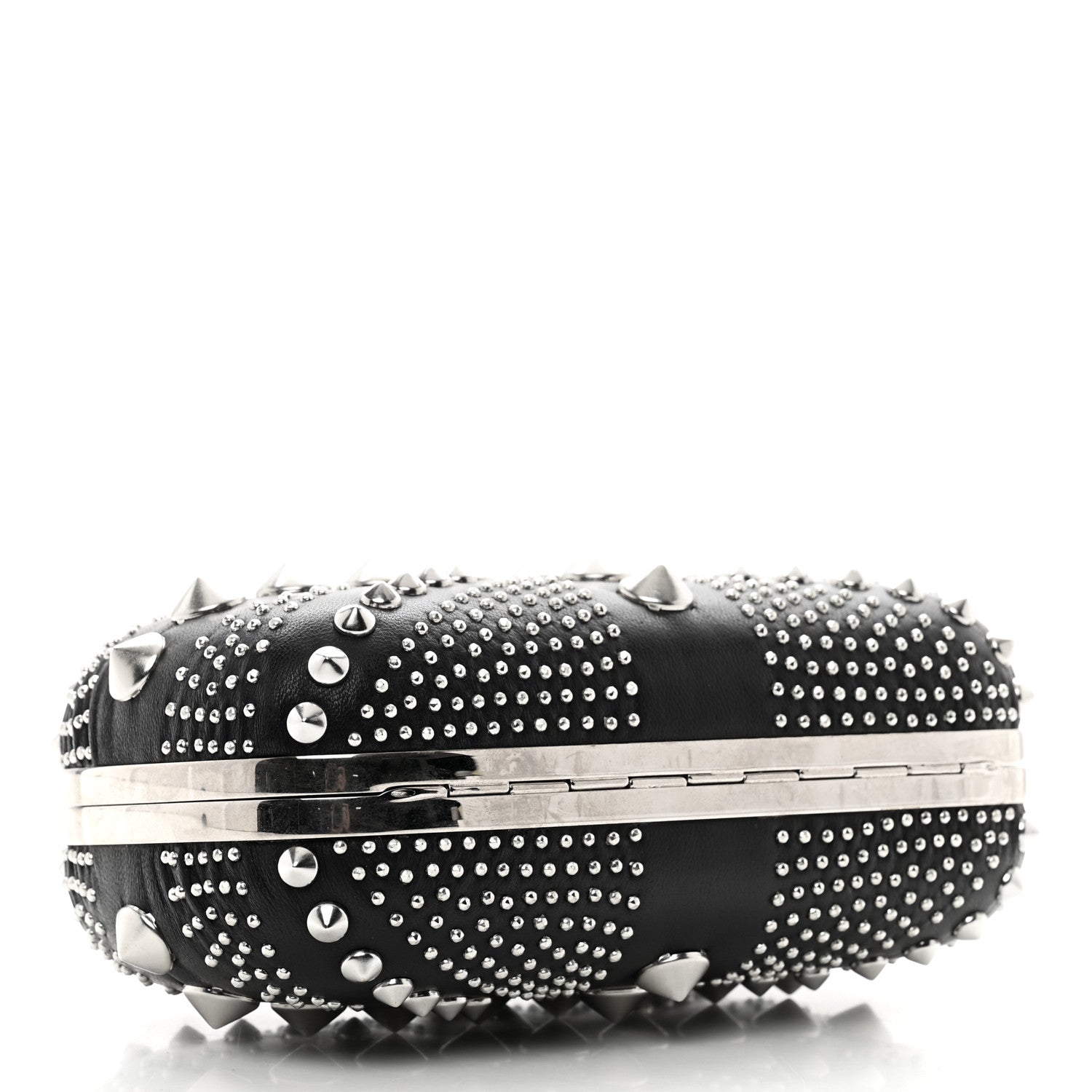 Alexander McQueen Calfskin Studded Britannia Skull Box Clutch Black 4 of 7