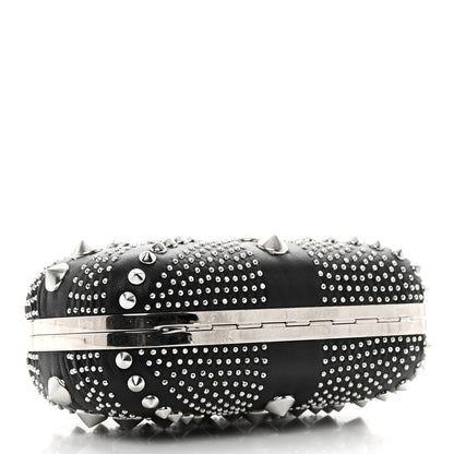 Alexander McQueen Calfskin Studded Britannia Skull Box Clutch Black 4 of 7