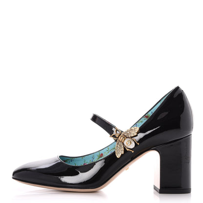 Gucci Vernice Crystal Lois Bee Mary Jane Pumps 37 Black 1 of 11