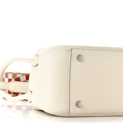Hermes Taurillon Clemence Maxi Quadrille Mini Lindy 20 Mushroom Chai Nata Bleu Brume 9 of 11