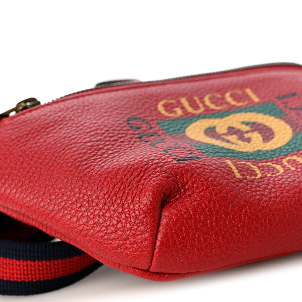 Grained Calfskin Small Logo Belt Bag Hibiscus Red