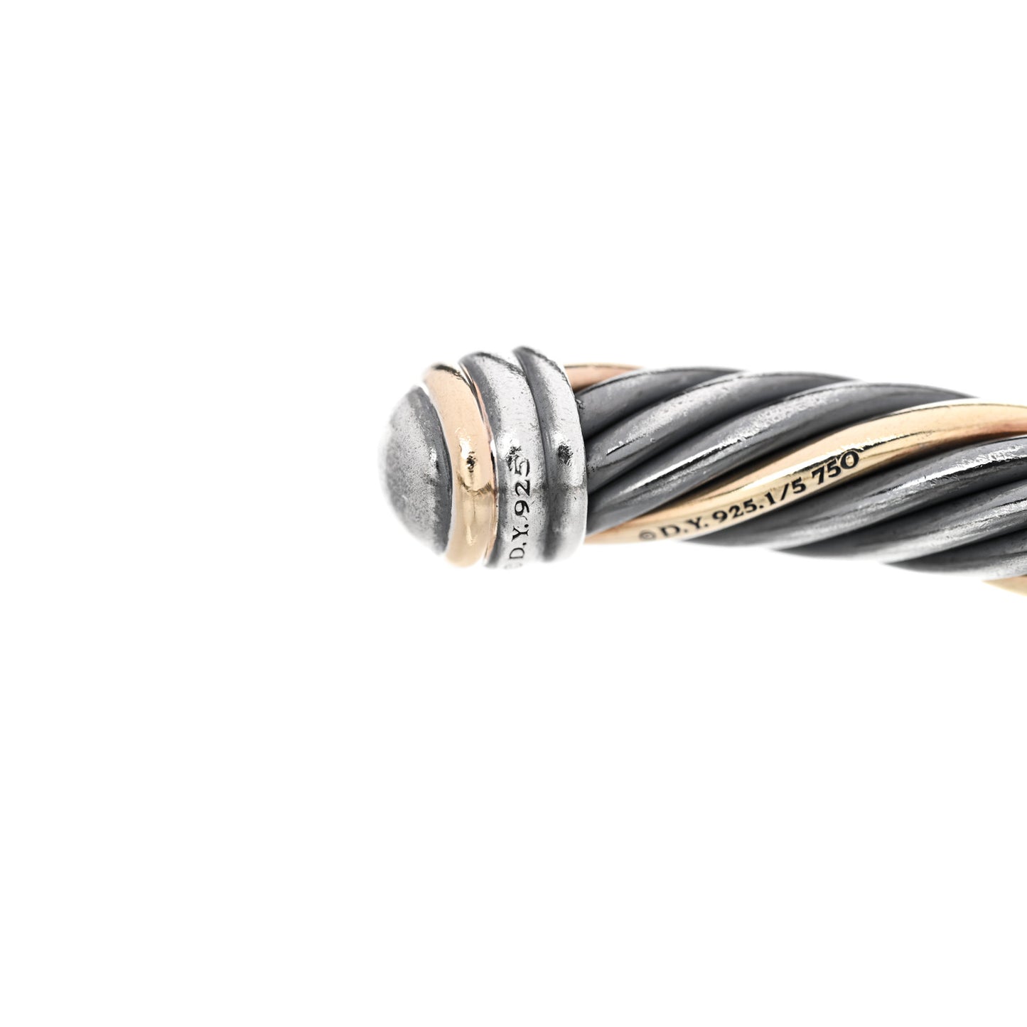 Darkened Sterling Silver 18k Yellow Gold 7mm Cable Bracelet