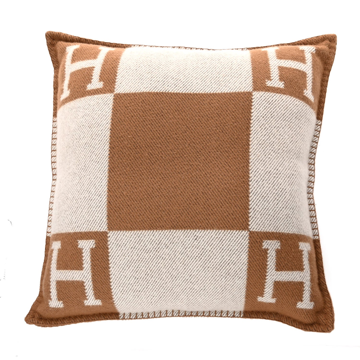 Hermes Wool Cashmere Avalon Pillow PM Ecru Camel 1 of 3