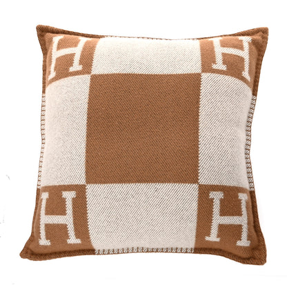 Hermes Wool Cashmere Avalon Pillow PM Ecru Camel 1 of 3