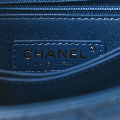 Chanel Caviar Quilted Lizard Embossed Mini Coco Handle Flap Dark Blue 6 of 10