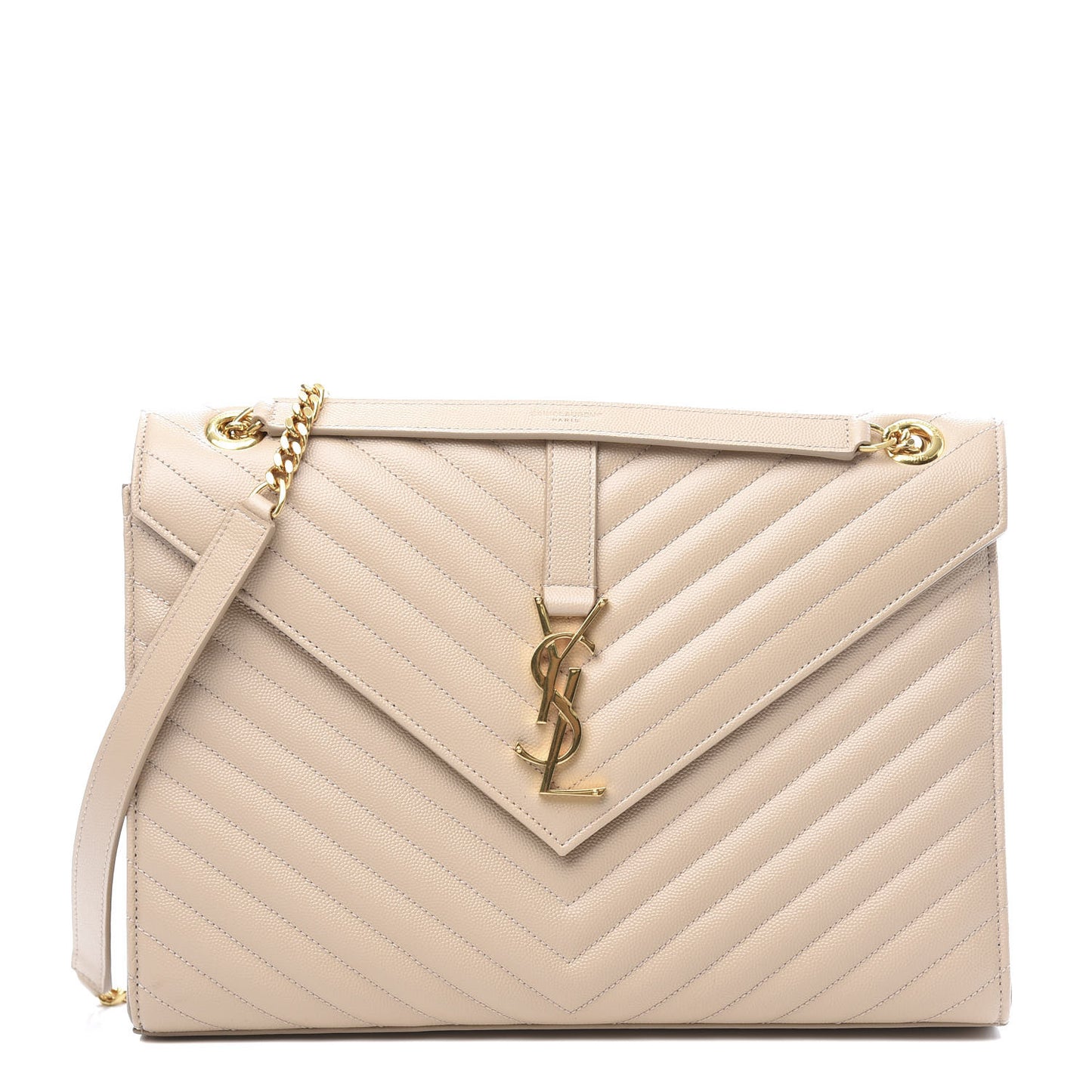 Grain De Poudre Matelasse Chevron Large Monogram Satchel Nude Powder