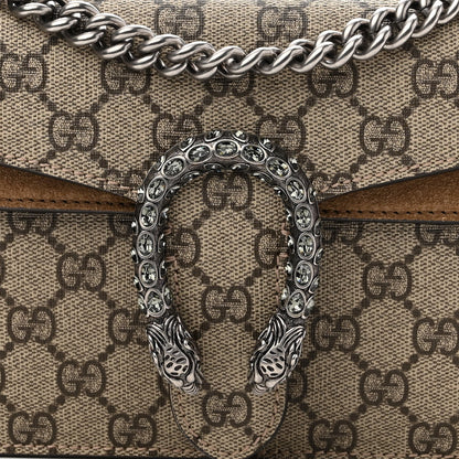 Gucci GG Supreme Monogram Suede Crystal Small Dionysus Shoulder Bag Beige Ebony Taupe 8 of 12