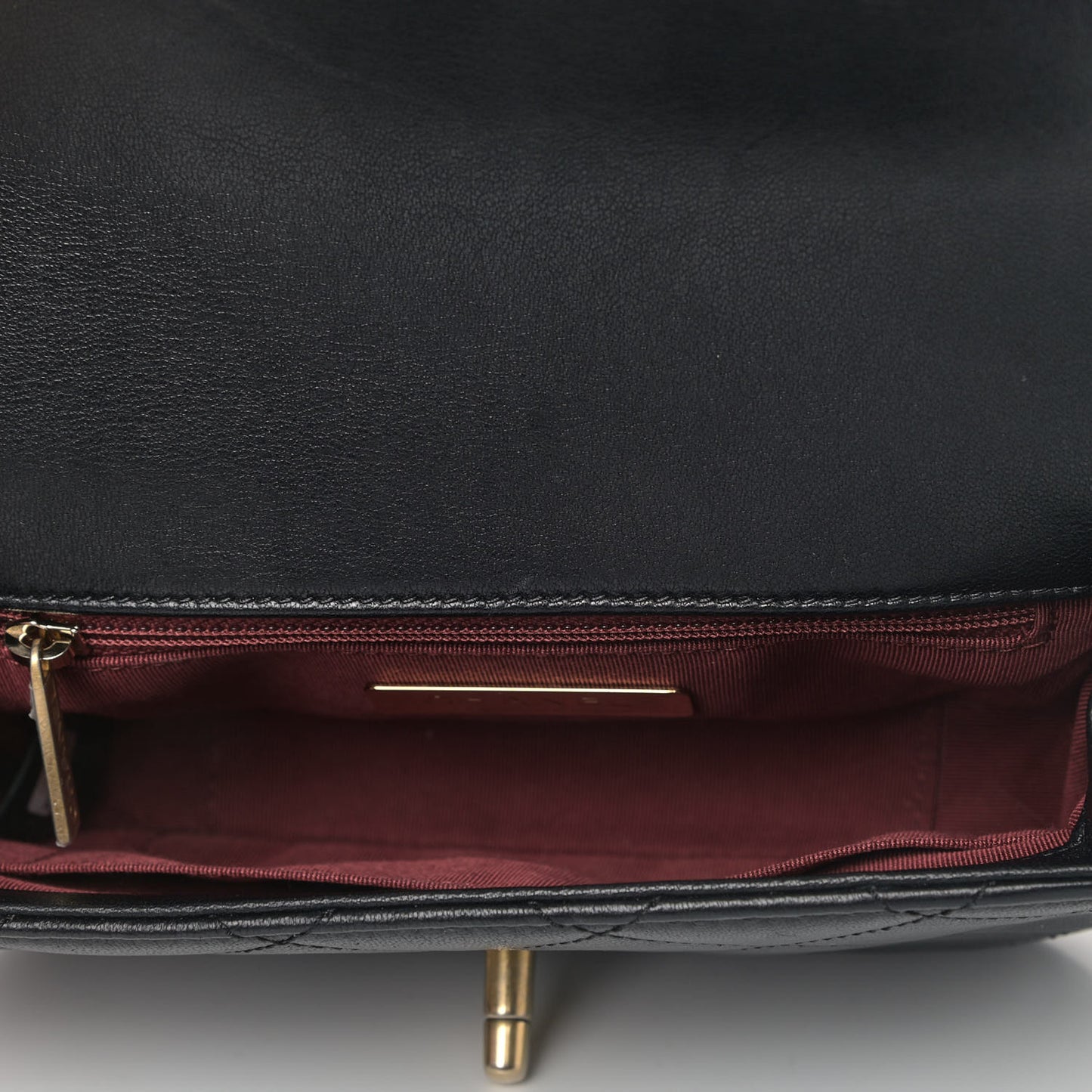 Lambskin Quilted Chain Infinity Waist Belt Bag Black