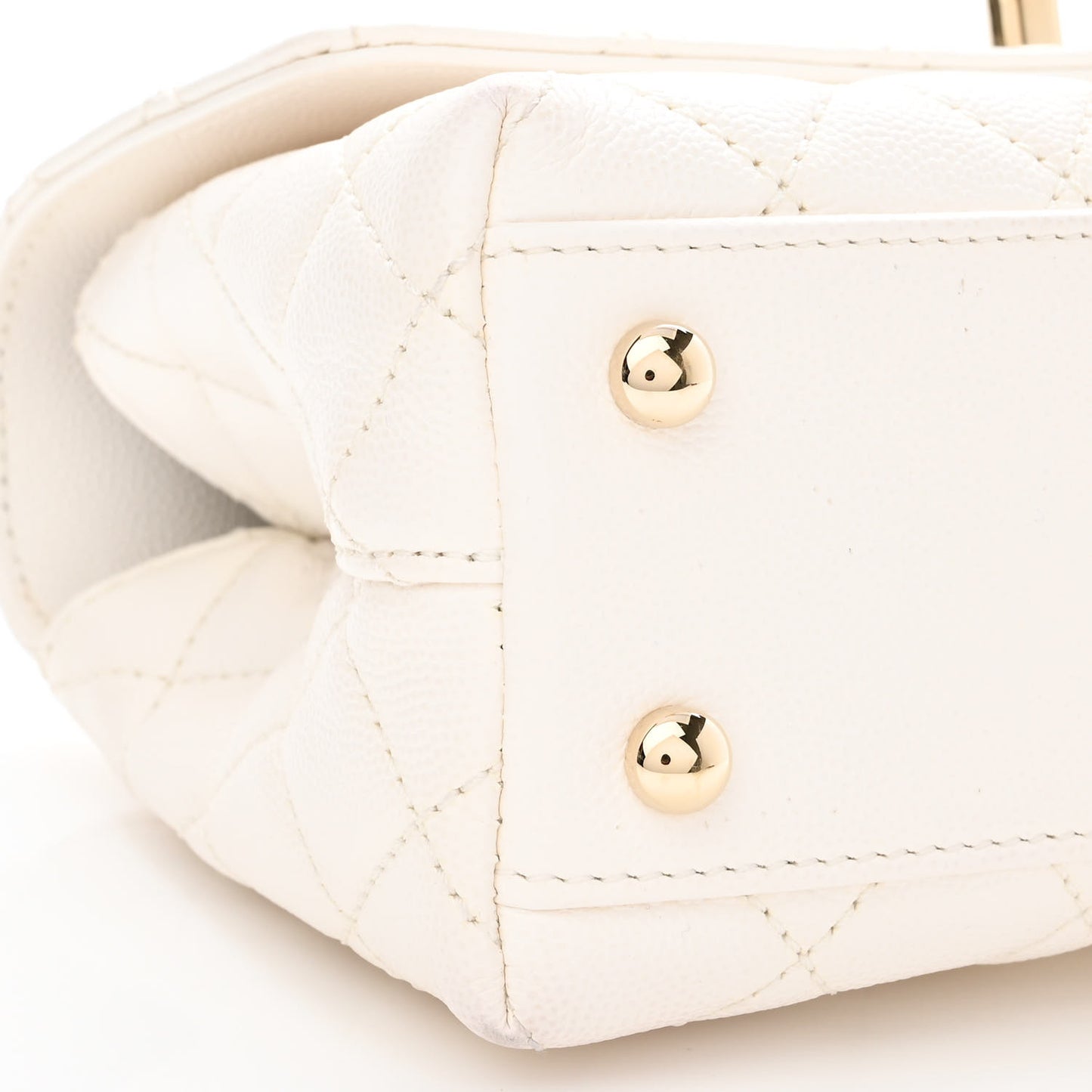Caviar Quilted Mini Coco Handle Flap White