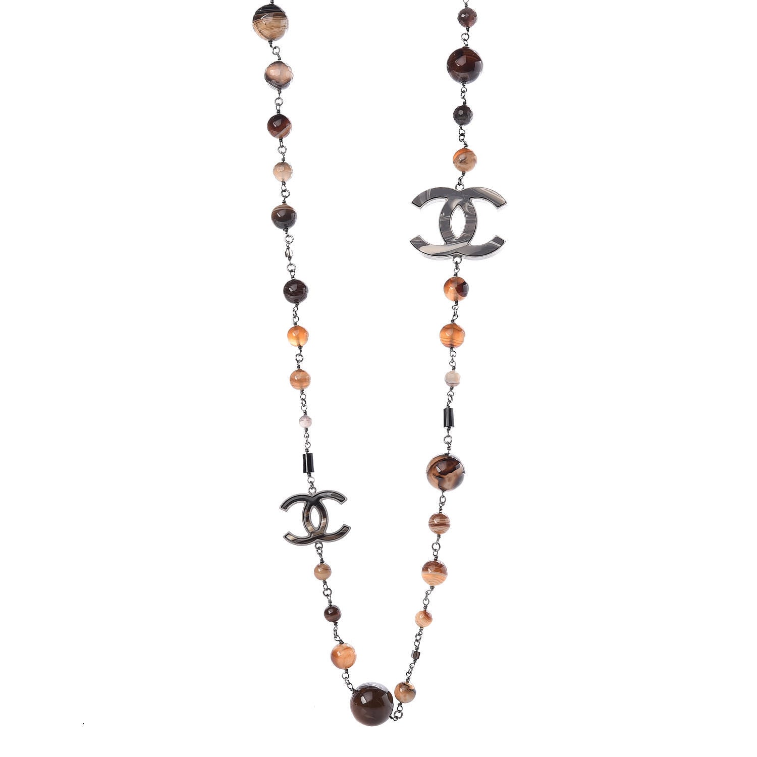 Chanel Agate Beaded Oversized CC Necklace 1 of 5