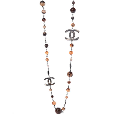 Chanel Agate Beaded Oversized CC Necklace 1 of 5