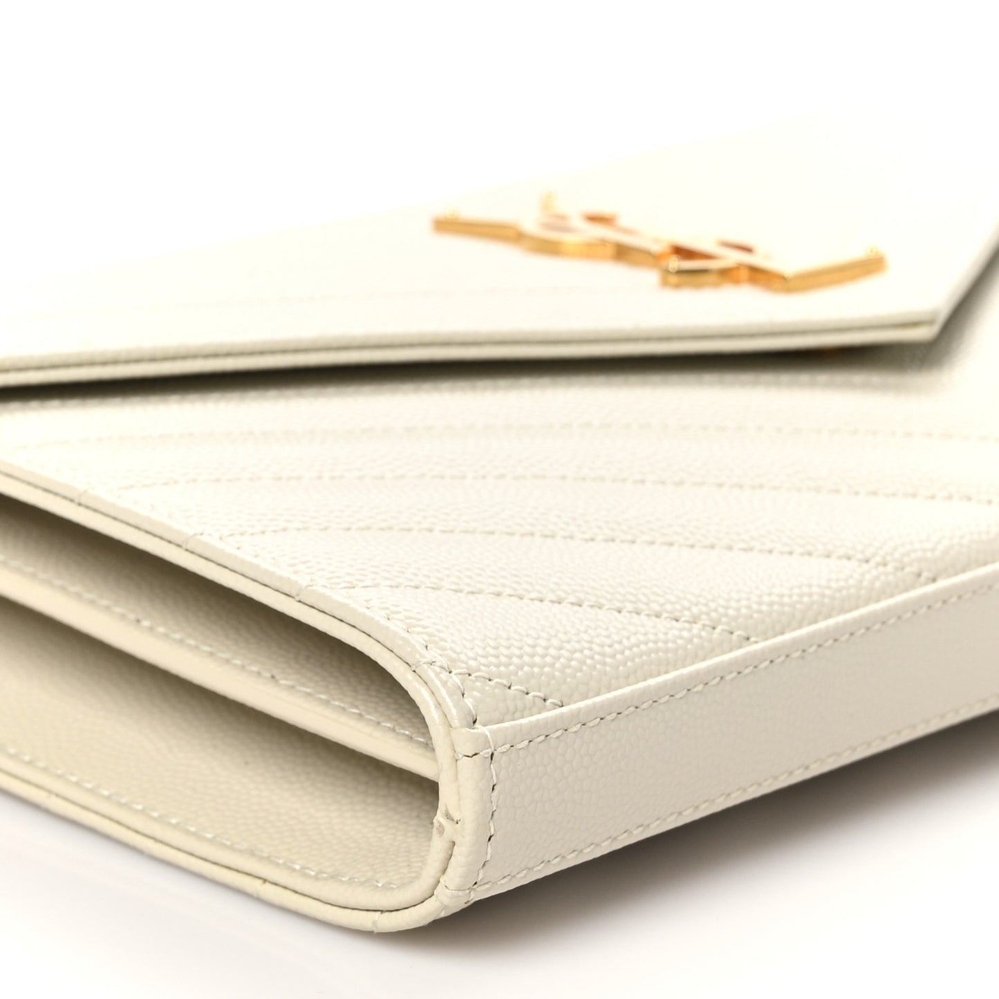 Grain De Poudre Matelasse Chevron Monogram Chain Wallet Crema Soft