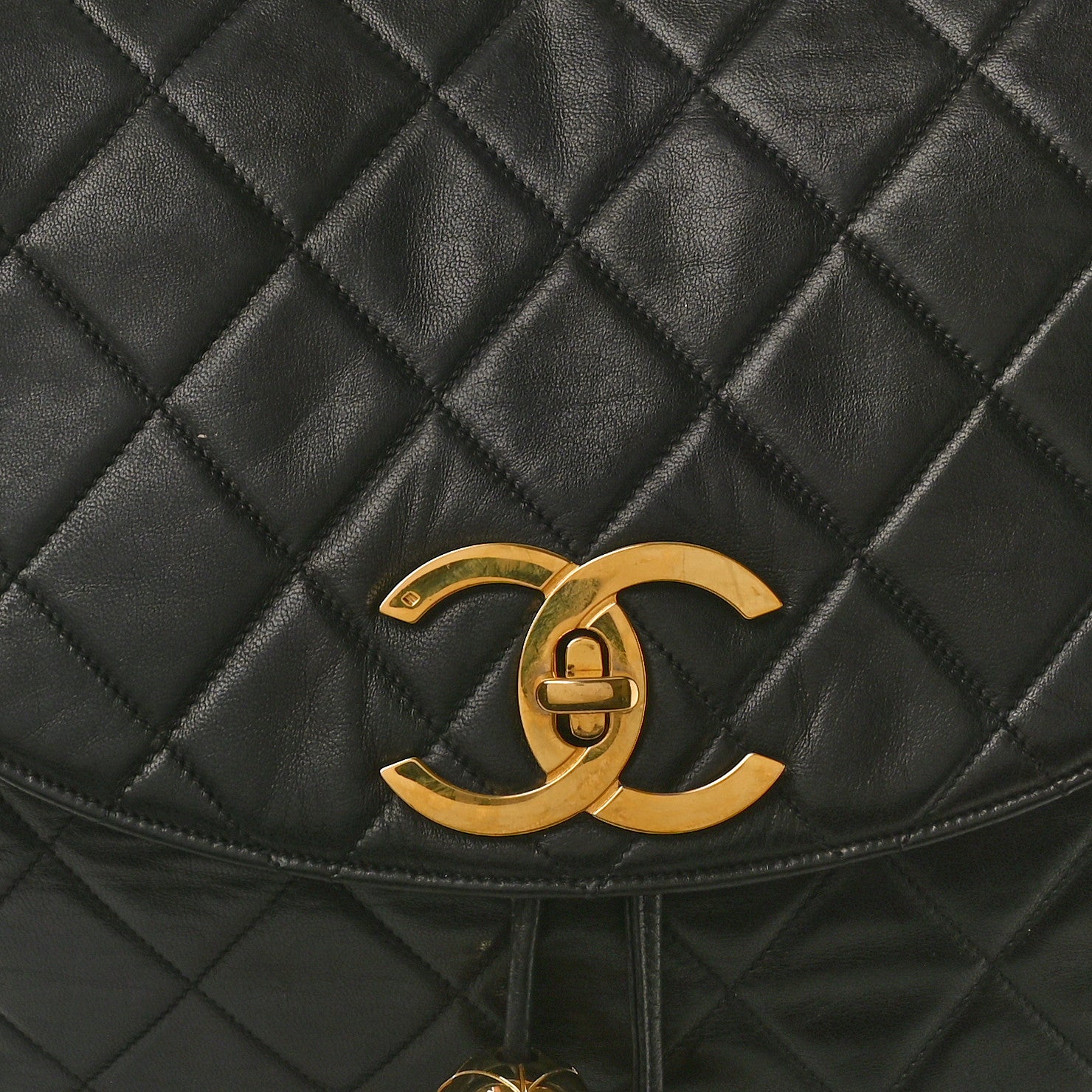 Chanel Lambskin Quilted Tassel Drawstring Backpack Black 8 of 11