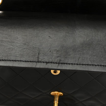 Chanel Lambskin Quilted Medium Double Flap Black 14 of 15
