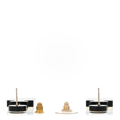 Chanel Resin Strass Perfume Bottle CC Earrings Black Gold 3 of 5