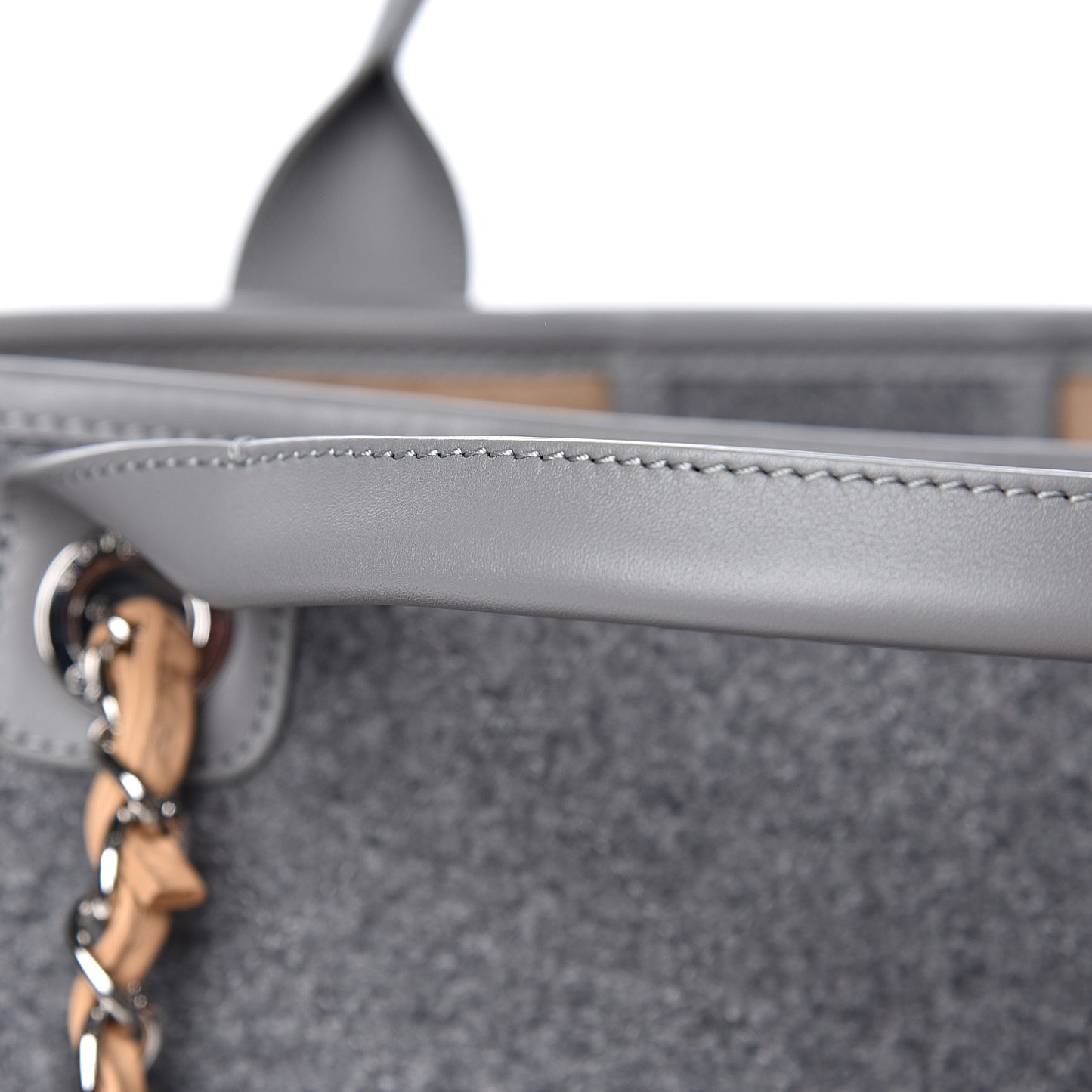 Wool Felt Large Deauville Tote Grey Beige