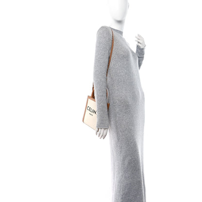 Celine Canvas Calfskin Mini Vertical Cabas Natural Tan 2 of 8