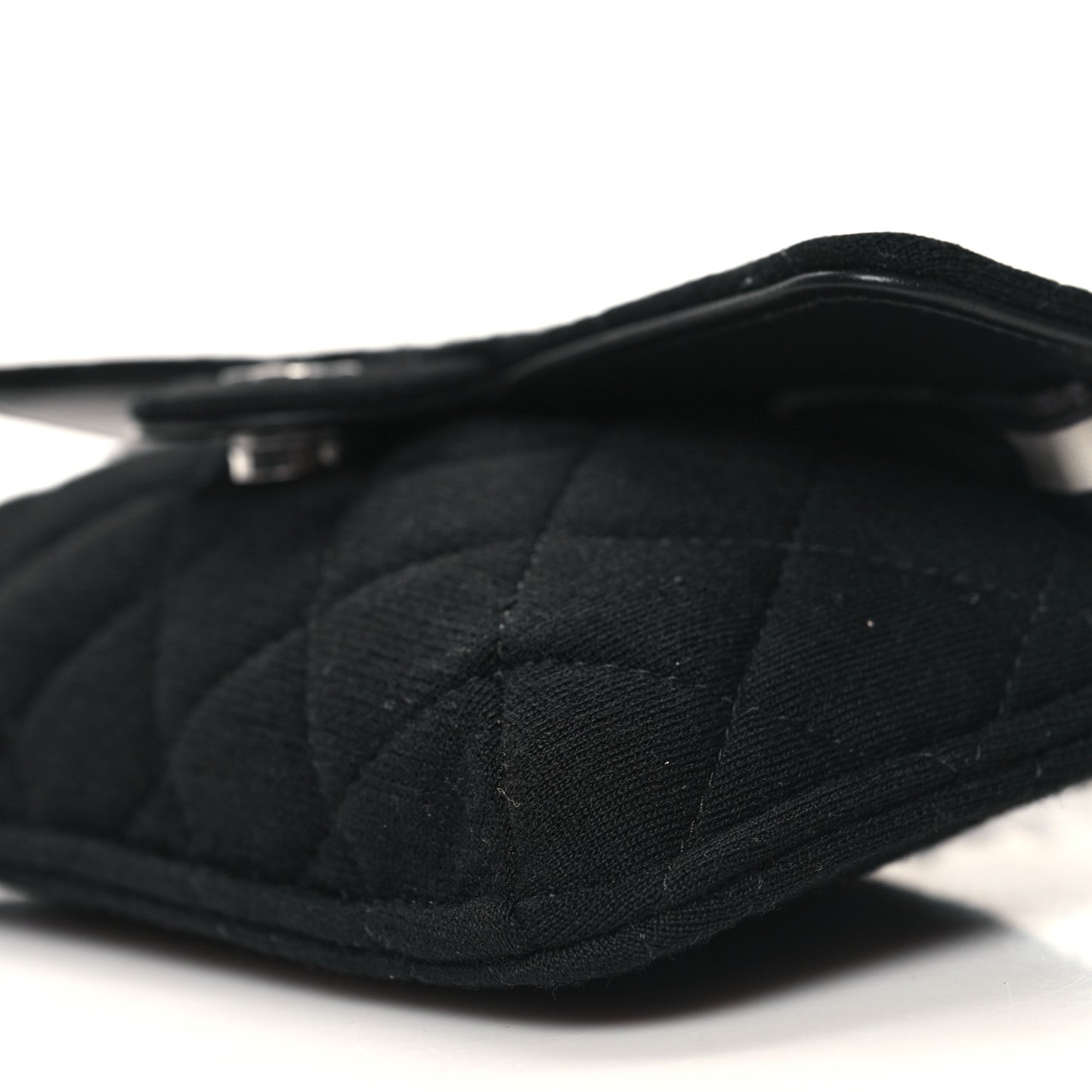 Jersey Fabric Quilted Foldable Tote With Chain Black Multicolor