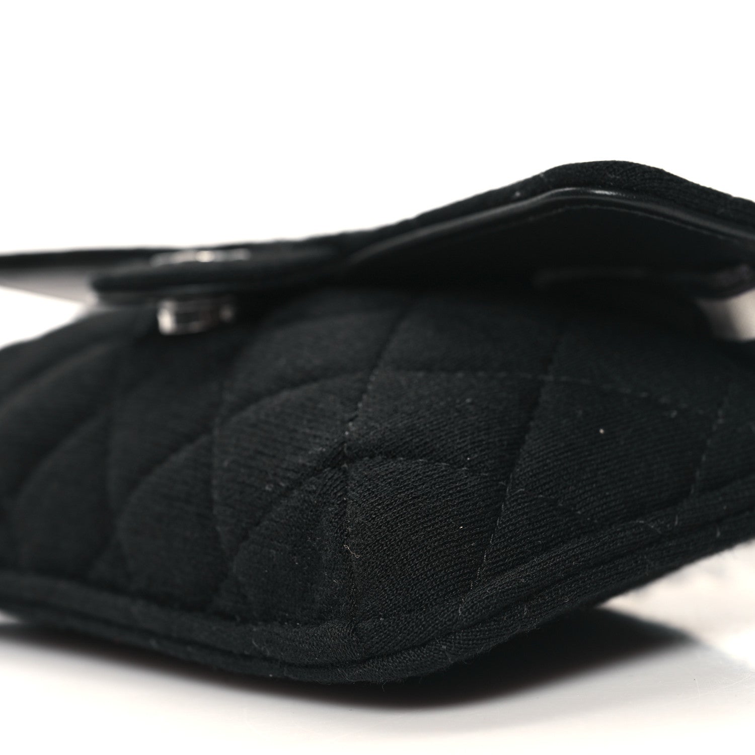 Chanel Jersey Fabric Quilted Foldable Tote With Chain Black Multicolor 13 of 14