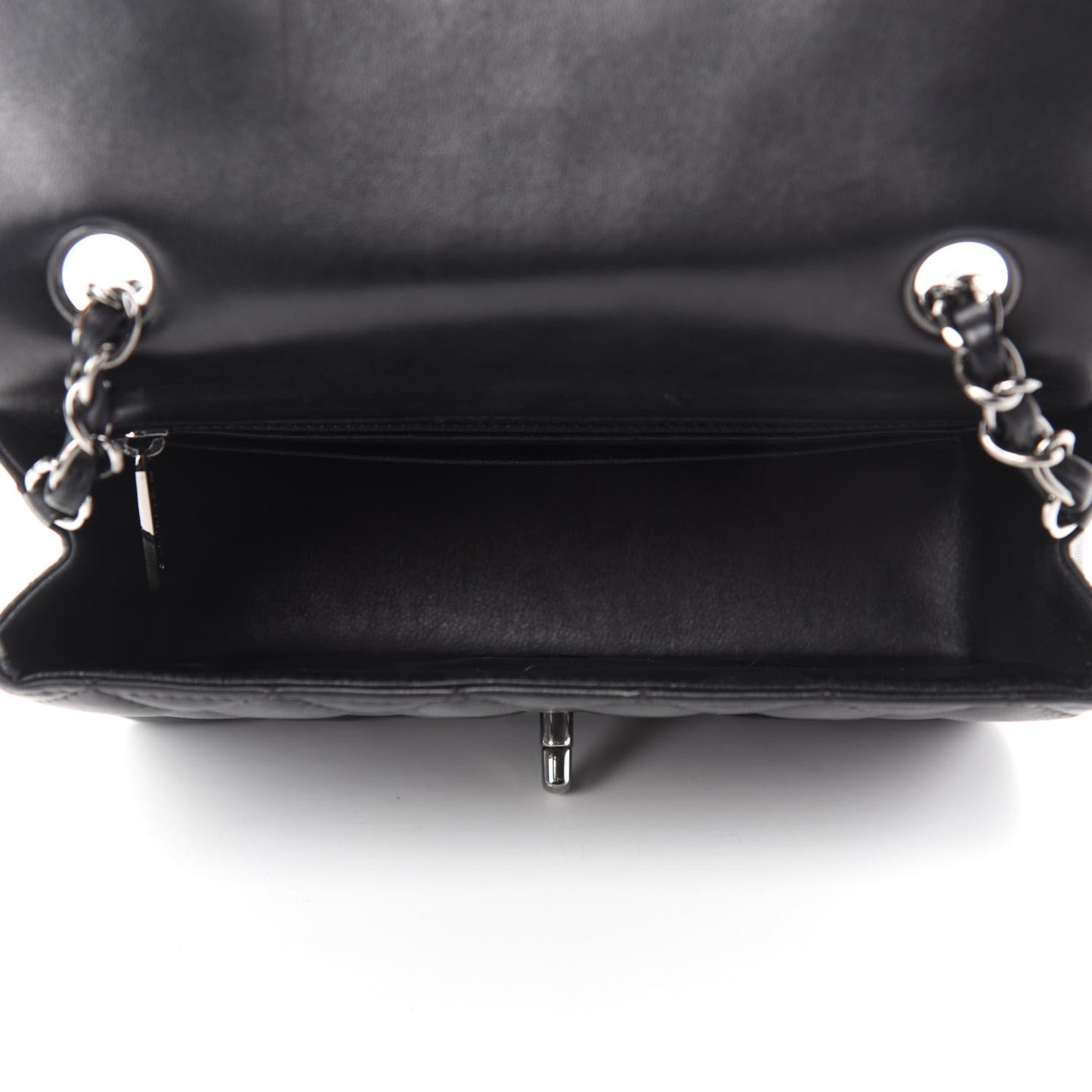 Lambskin Quilted Mini Rectangular Flap Black