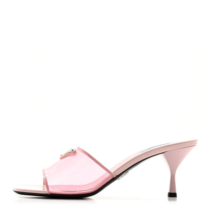 Prada Plexiglass Vernice Metal Triangle Logo 65mm Slide Sandals 41 Alabastro 1 of 7