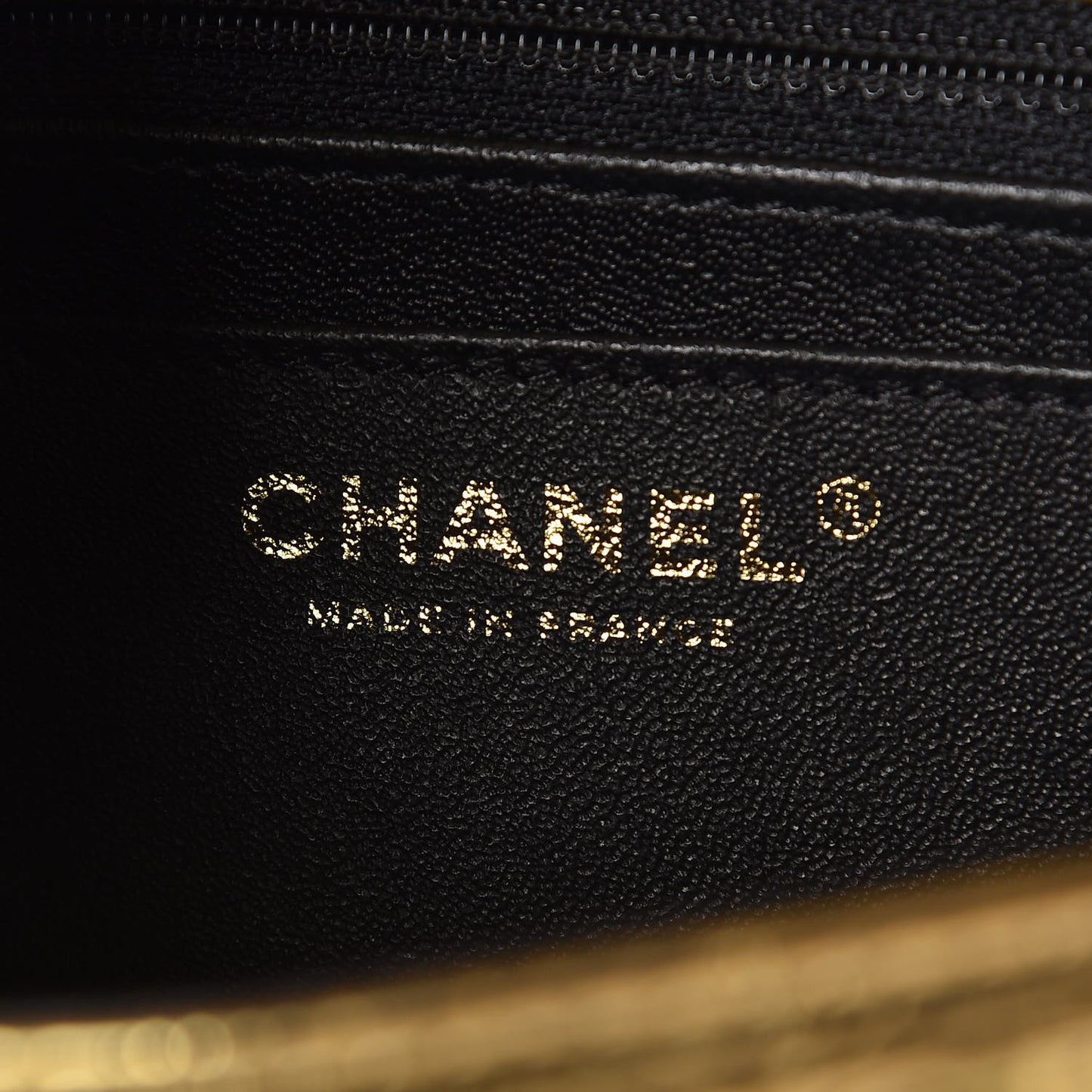 Metallic Calfskin Crocodile Embossed Mini Flap Gold