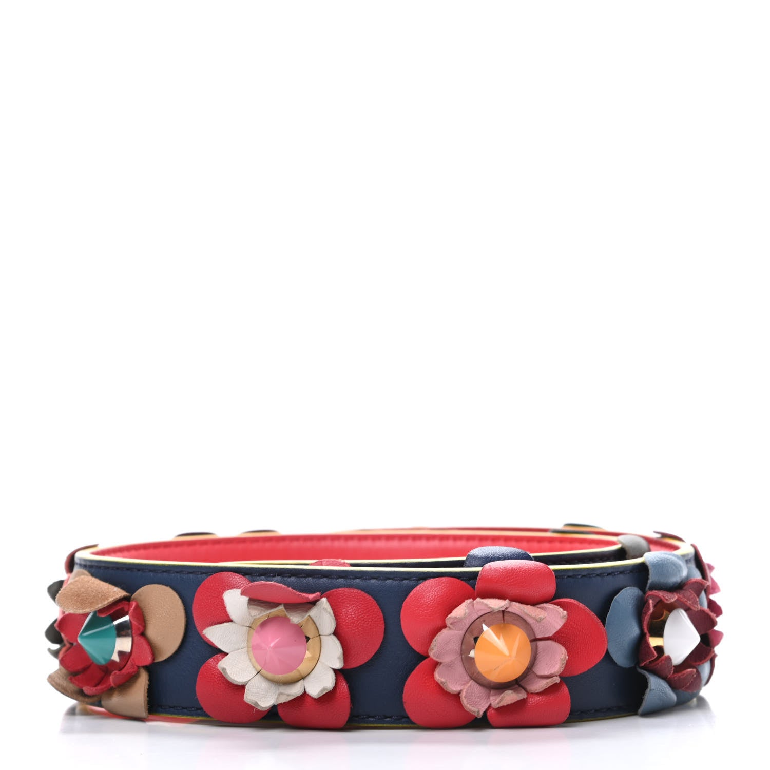 Fendi Vitello Dolce Flowerland Studded Strap You Blue Corallo Multicolor 2 of 3
