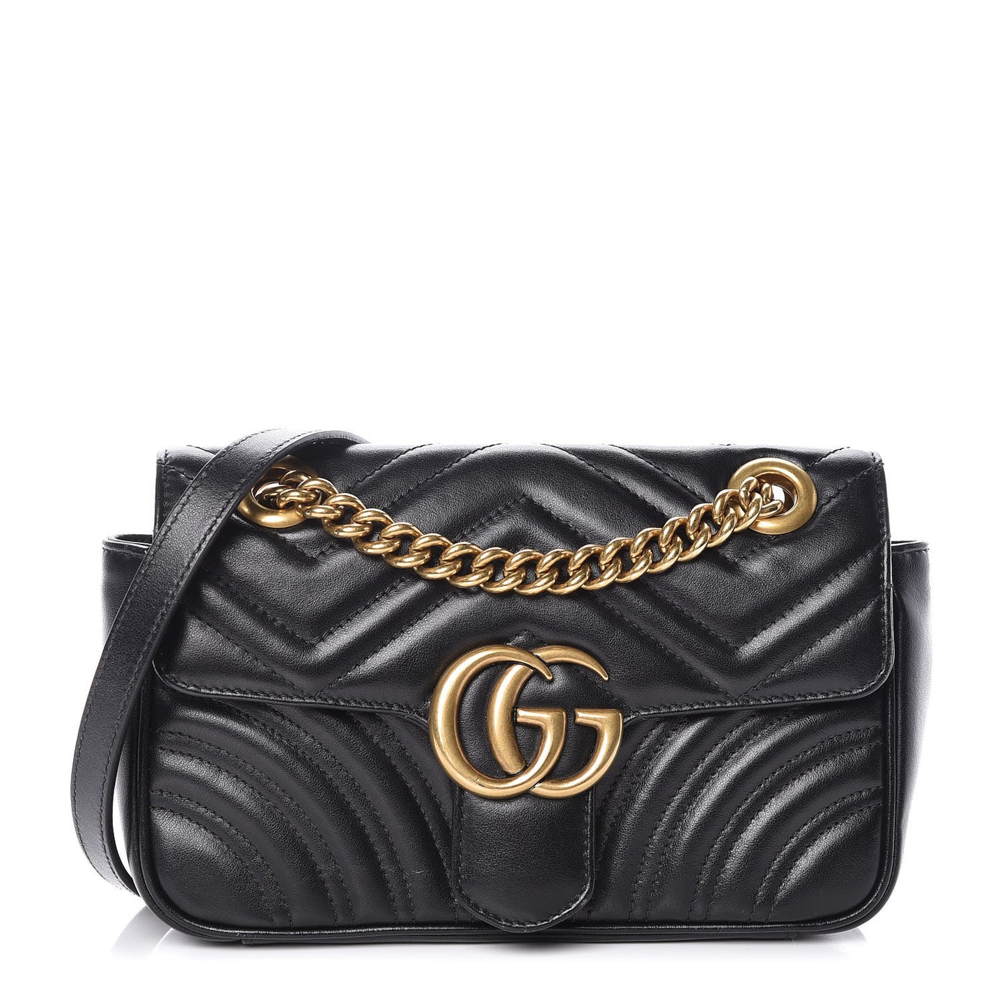 Calfskin Matelasse Mini GG Marmont Shoulder Bag Black