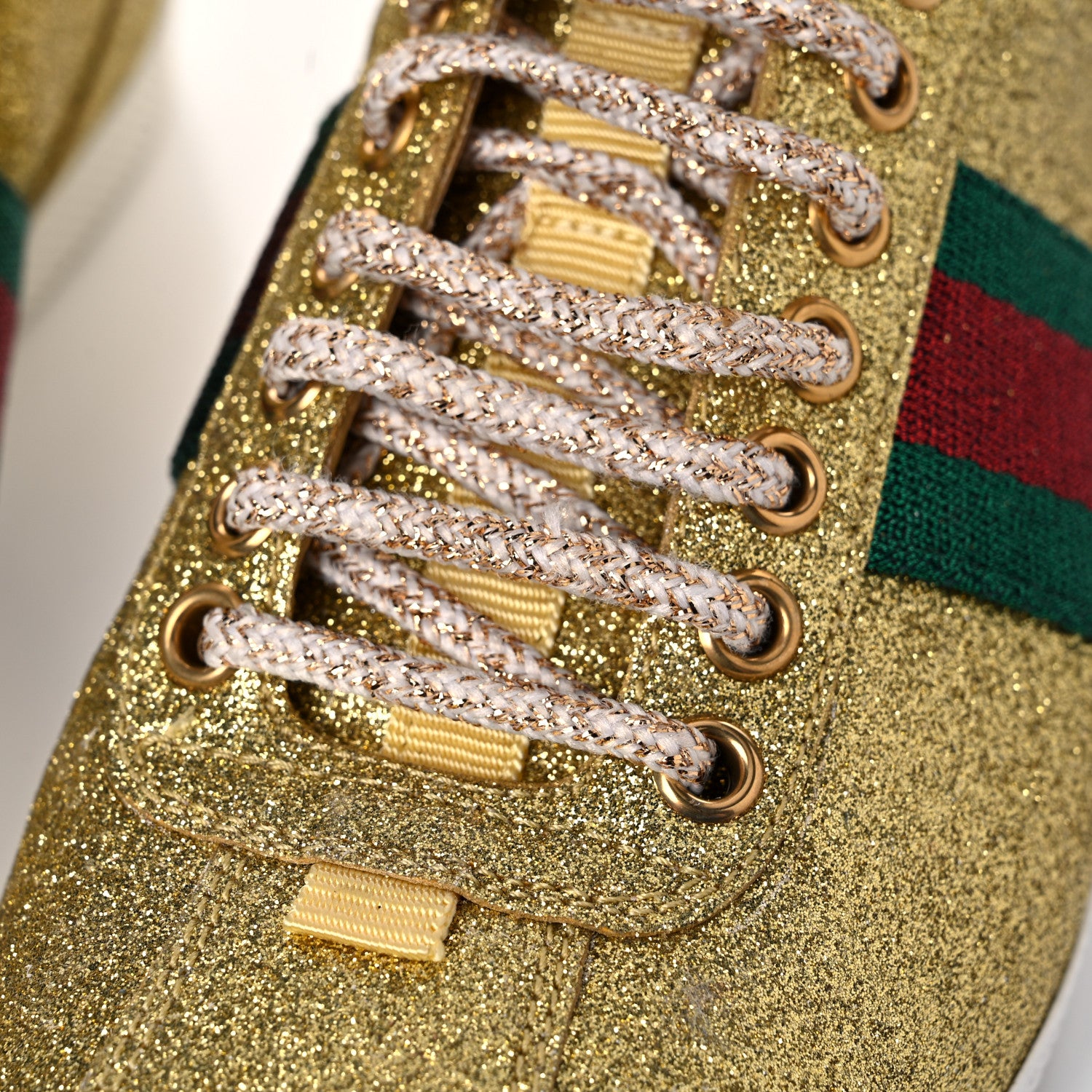 Gucci Glitter Web New Bright High Top Sneakers 39 Oro 14 of 15