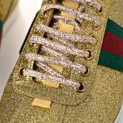 Gucci Glitter Web New Bright High Top Sneakers 39 Oro 14 of 15