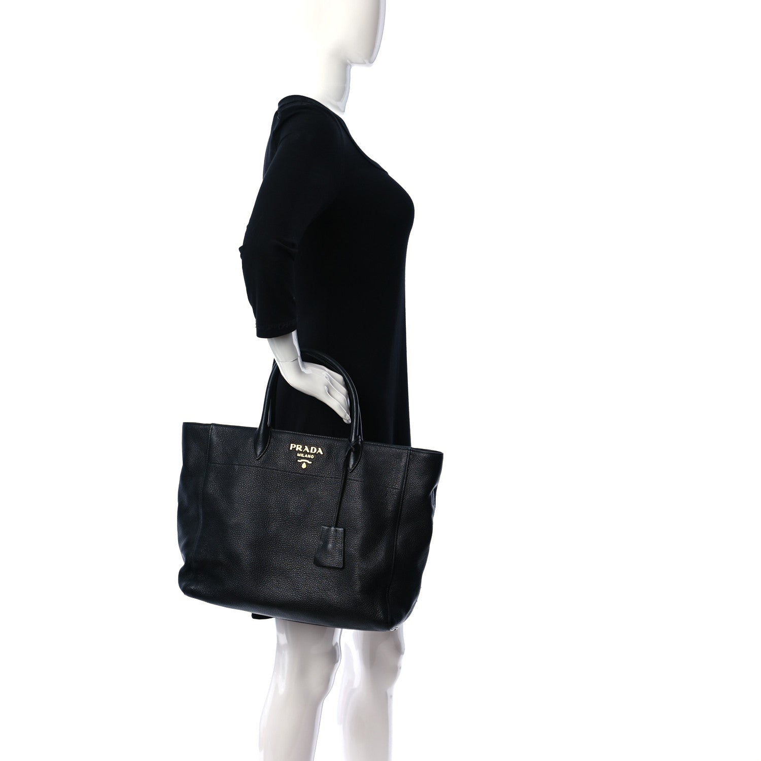 Prada Vitello Daino Tote Black 1 of 10