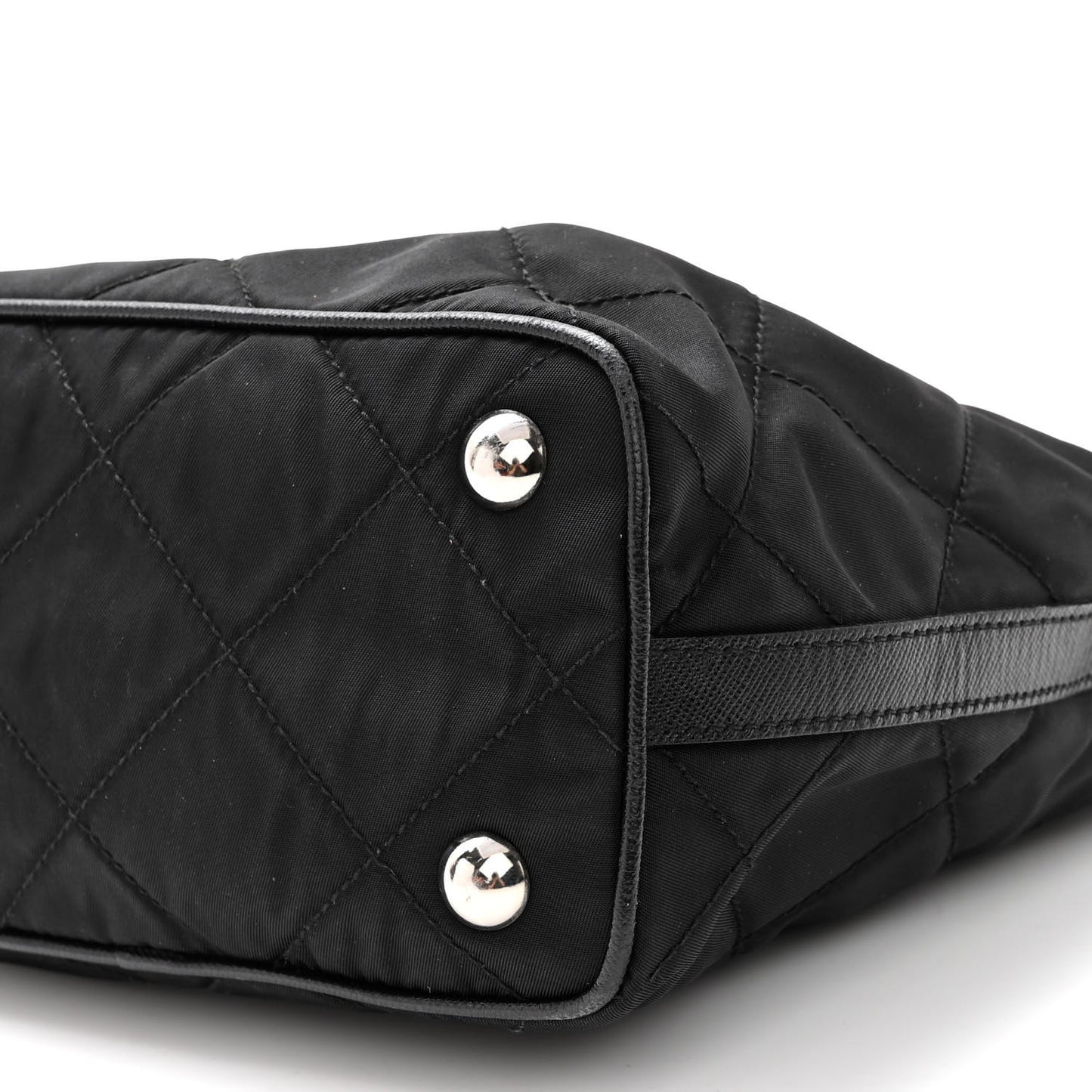 Tessuto Nylon Quilted Saffiano Shoulder Bag Black