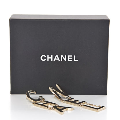 Chanel Metal Cha-Nel Logo Drop Earrings Gold 5 of 5