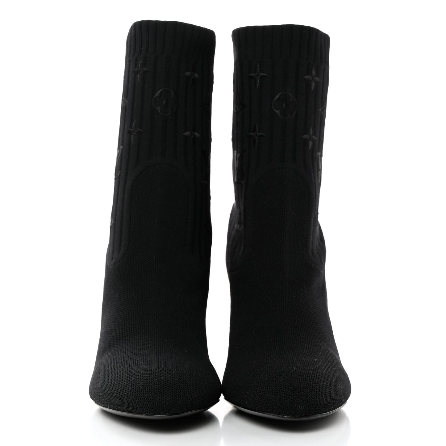Monogram Stretch Fabric Silhouette Ankle Boots 40.5 Black