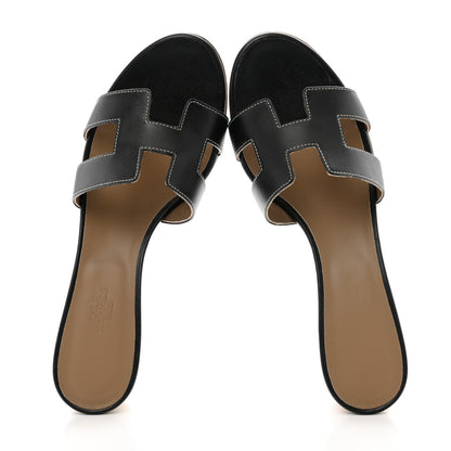 Hermes Calfskin Oasis Sandals 41.5 Black 2 of 9
