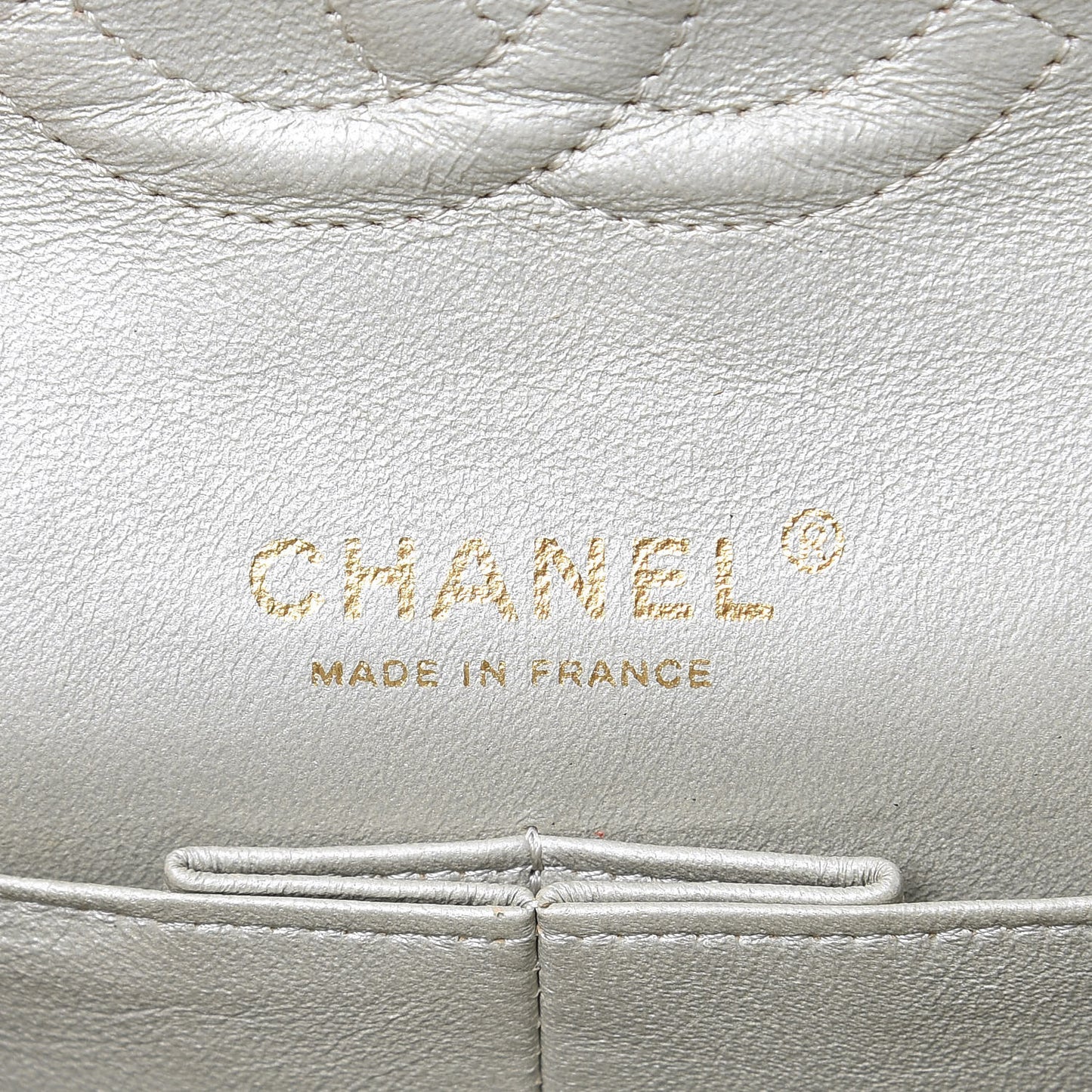 Iridescent Calfskin Medium Double Flap Light Gold