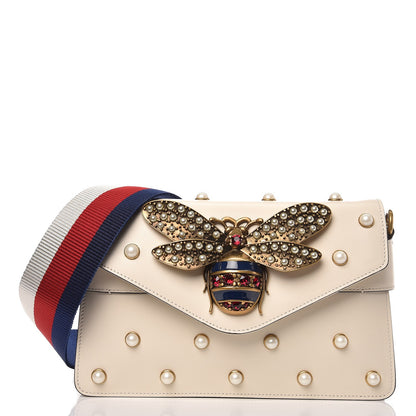 Gucci Nappa Pearl Studded Mini Queen Margaret Broadway Shoulder Bag Mystic White 1 of 9