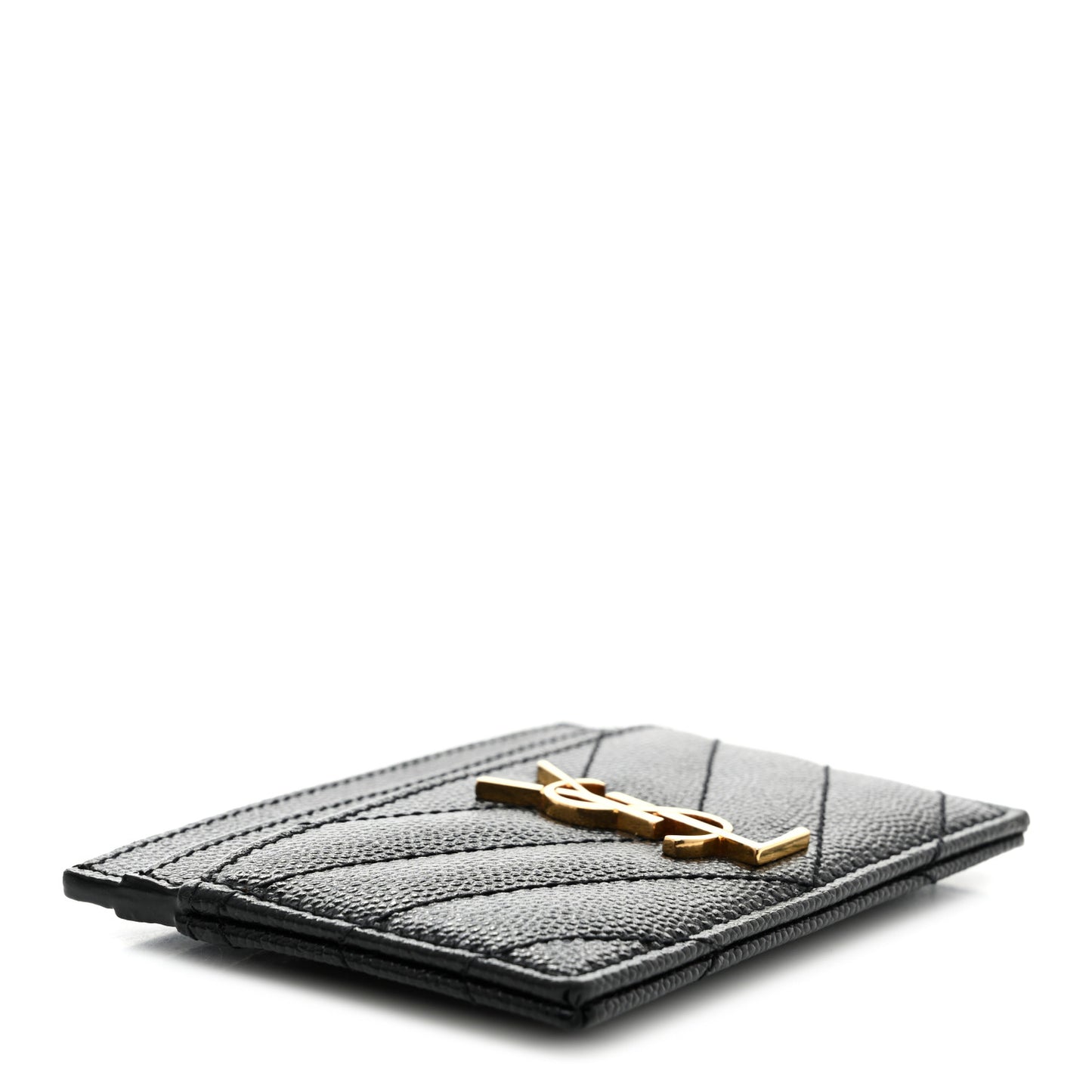 Grain De Poudre Matelasse Chevron Monogram Credit Card Case Black