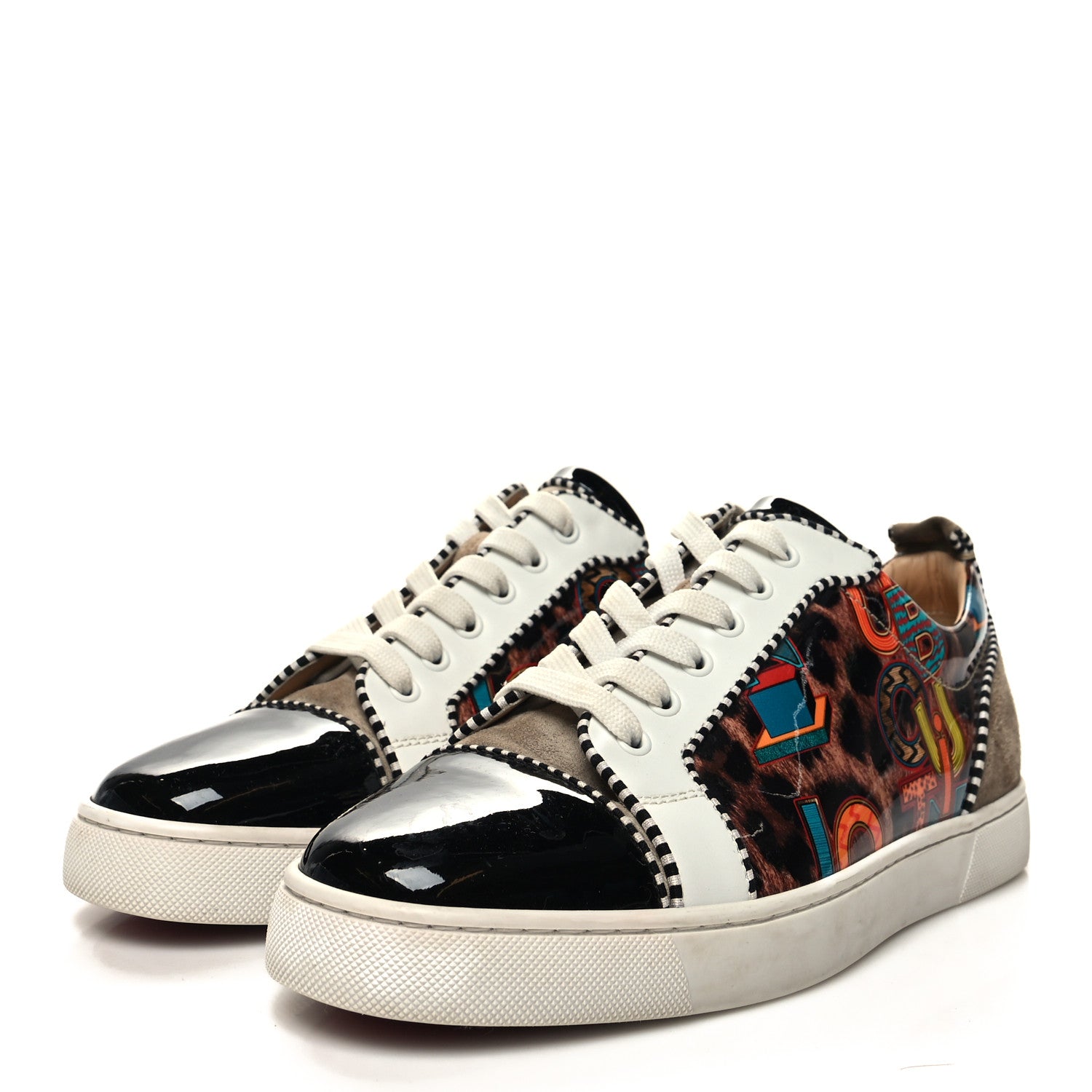 Christian Louboutin Calfskin Mens Louis Junior Spikes Orlato Flat Sneakers 42 Black Multi 3 of 8