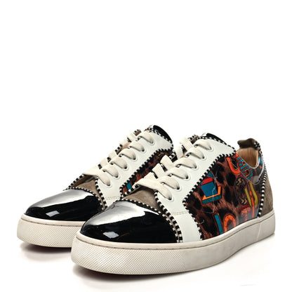 Christian Louboutin Calfskin Mens Louis Junior Spikes Orlato Flat Sneakers 42 Black Multi 3 of 8