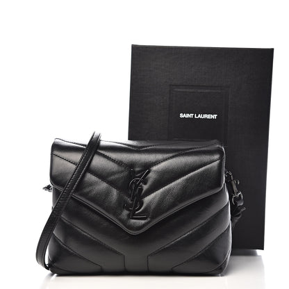 Saint Laurent Calfskin Y Quilted Monogram Toy Loulou Crossbody Bag Black 12 of 12