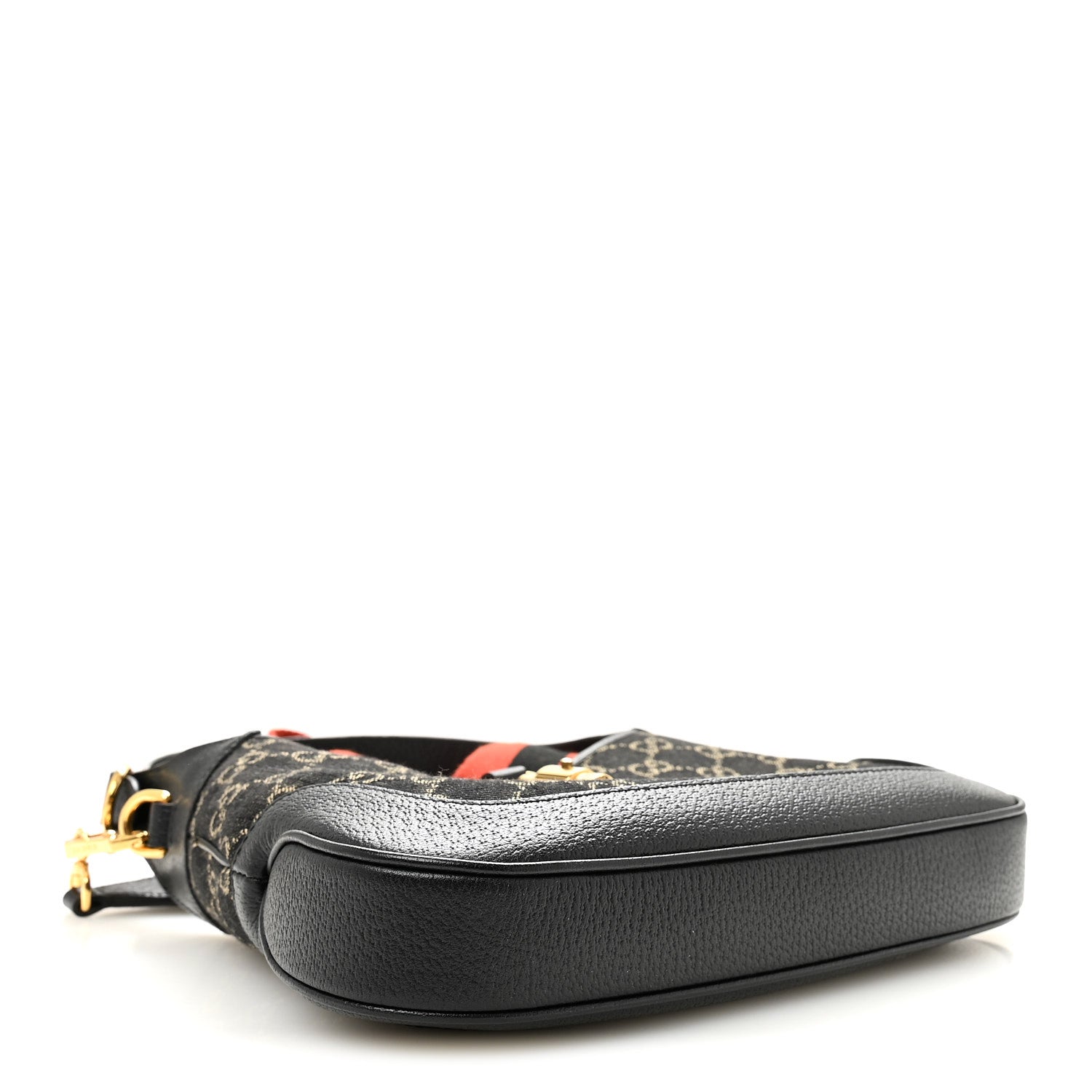Gucci Jacquard Denim GG Monogram Small Jackie 1961 Hobo Black Ivory 4 of 10